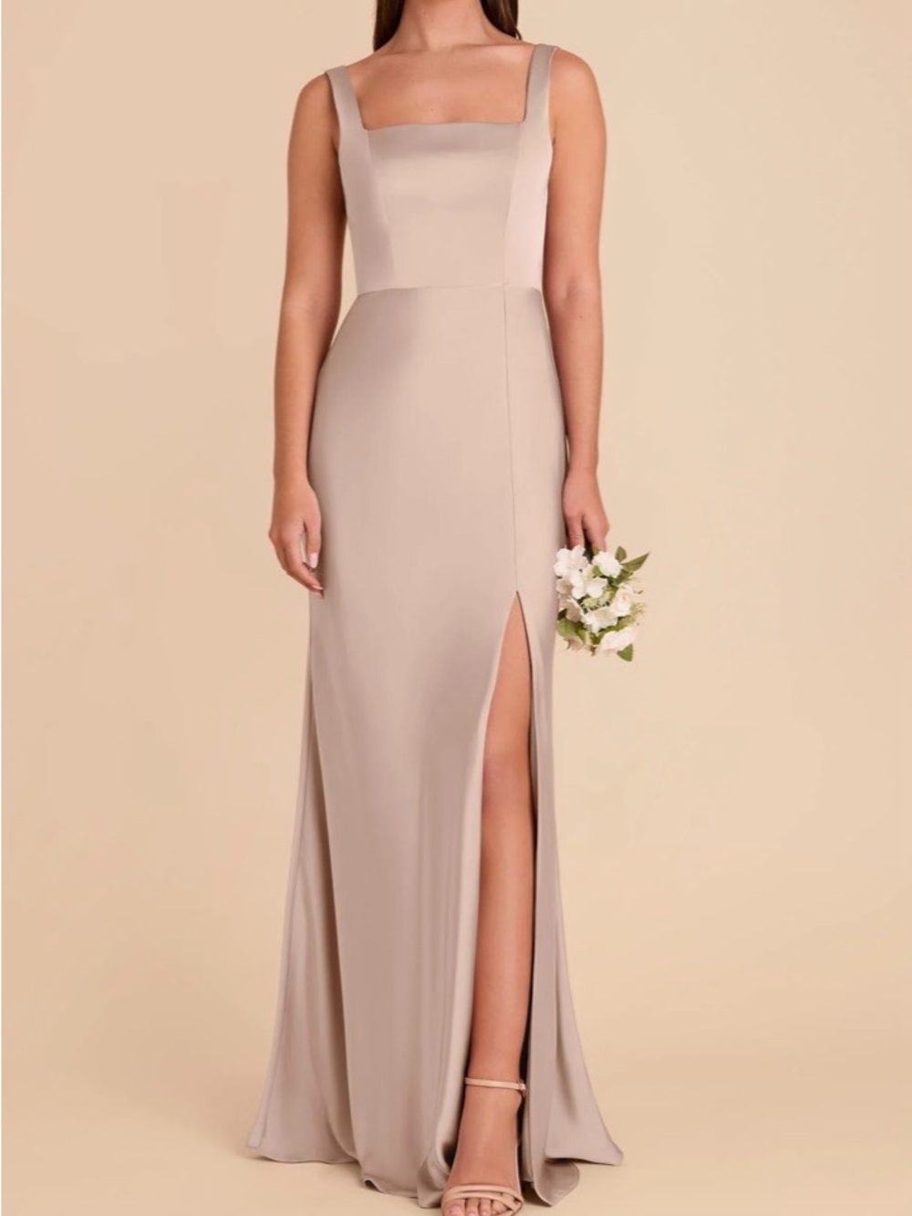 Birdy Grey Alex Dress Gown Maxi Matte Taupe Women’s M Bridesmaid Neutral‎ NWT